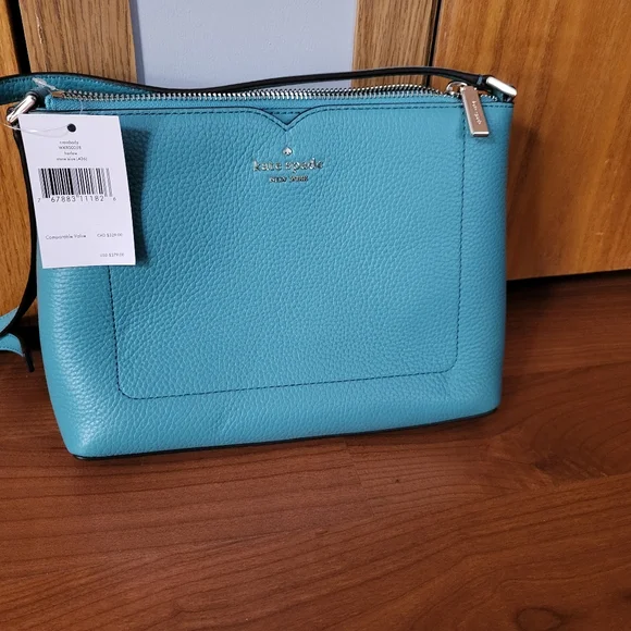 Brand NEW Kate Spade Harlow Crossbody in Stone Blue Pebbled Leather - Picture 1 of 7